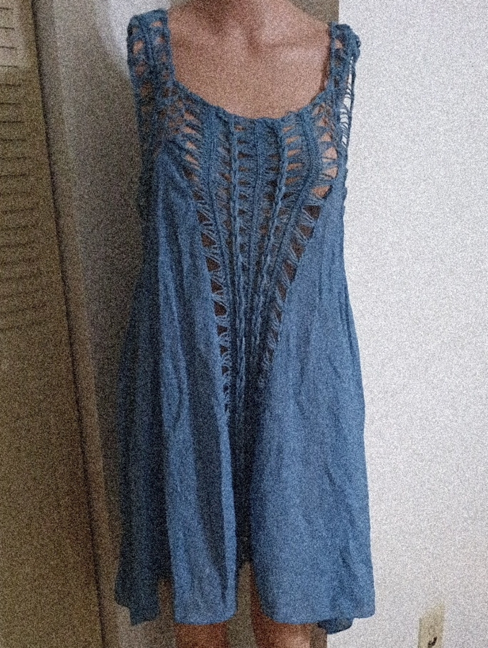 Beach By Exist Blue Crochet-Front Swim Coverup
